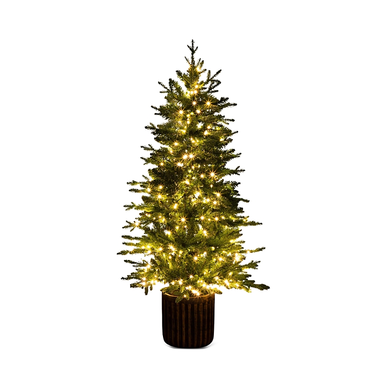 Nearly Natural Pre-lit Artificial 4.5' Christmas Tree In Decorative Planter With Clear Led Lights In Green