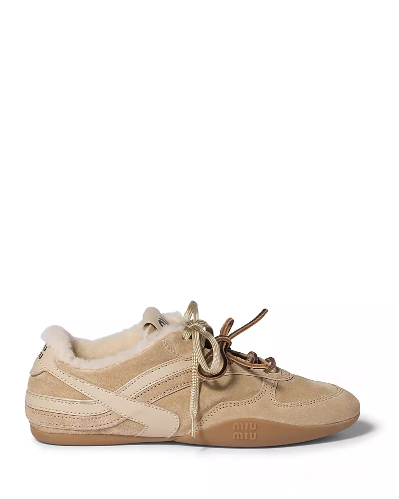 Miu Miu Women's Shearling Lined Low Top Sneakers