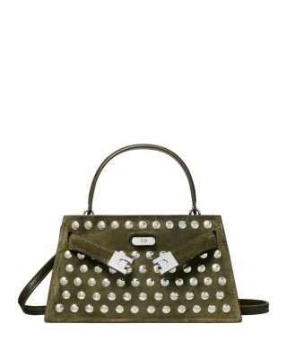 Studded Suede Top Handle Bag