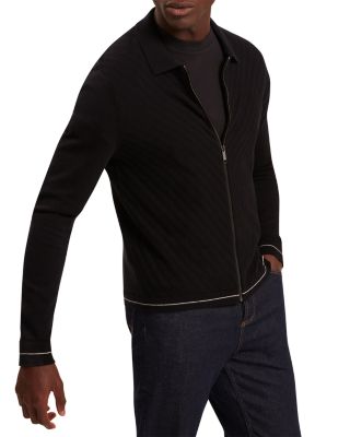 Lysand Chevron Stitch Zip Front Sweater