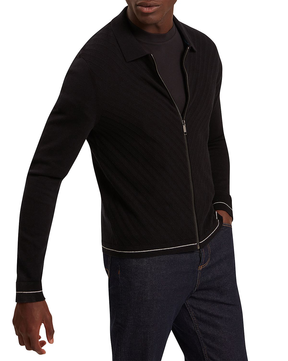 Ted Baker Lysand Chevron Stitch Zip Front Sweater