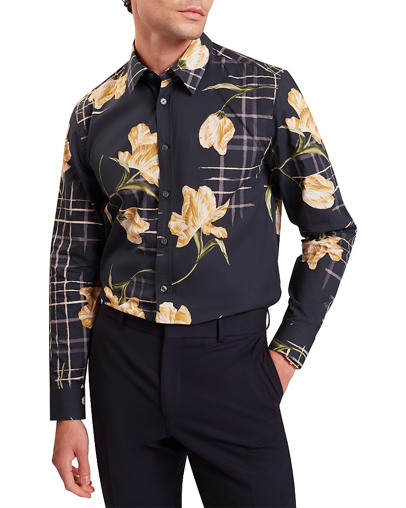 Ted Baker Quorik Printed Long Sleeve Button Front Shirt