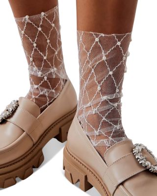 Faux Diamonds & Pearls Sheer Socks 