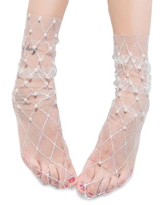 Faux Diamonds & Pearls Sheer Socks 