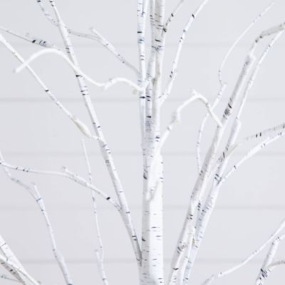 Pre-Lit Artificial White Birch Trees with LED Lights, Set of 3