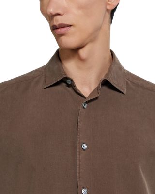 Long Sleeve Button Front Silk Shirt