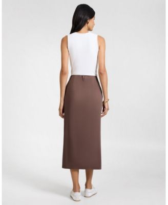  Front Slit Midi Skirt