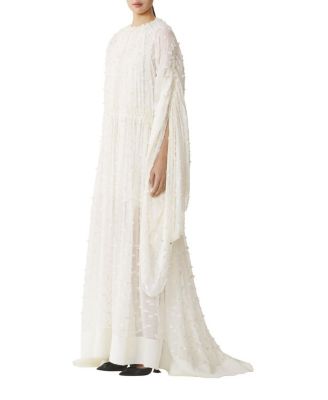  Long Dress In Plumetis Silk