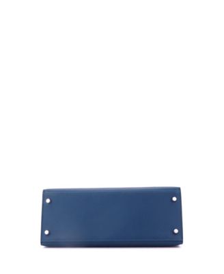 Kelly 28 Handbag Blue Madame with Palladium Hardware