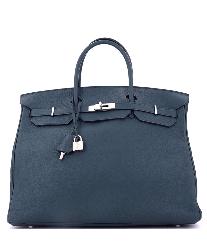 PRE-OWNED HERMES Pre-owned Hermes Birkin 40 Handbag Blue Togo With Palladium Hardware