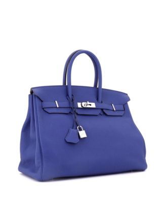 Birkin 35 Handbag Blue Togo with Palladium Hardware
