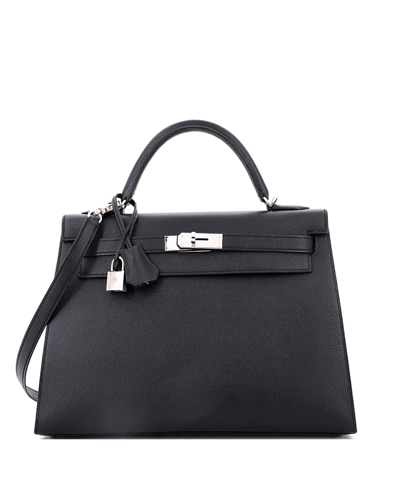 PRE-OWNED HERMES Pre-owned Hermes Kelly 32 Handbag Black Epsom With Palladium Hardware