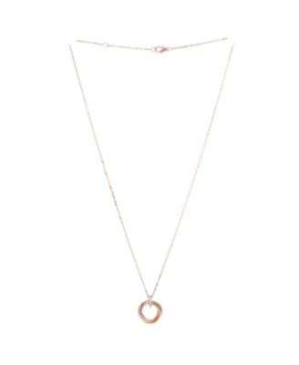  Trinity Pendant Necklace 18K Tricolor Gold and Diamonds, 16.25"