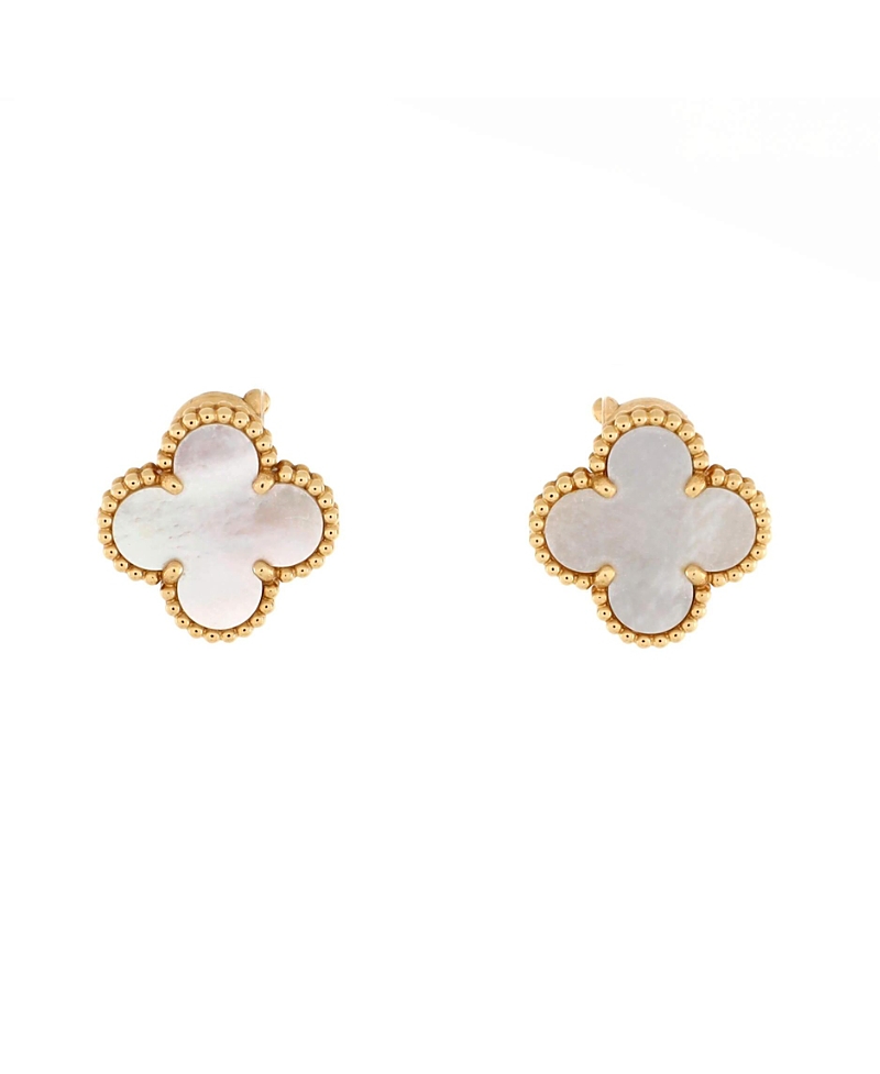 Pre-owned Pre-owned Van Cleef & Arpels Van Cleef & Arpels Vintage Alhambra Earrings 18k Gold And Mother Of Pearl