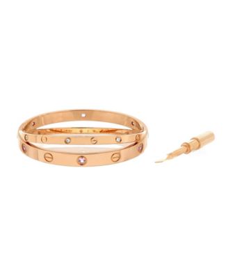  Double Love Bracelet 18K Rose Gold with Pink Sapphires and Diamonds