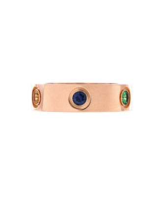 Love 6 Stone Band Ring 18K Rose Gold with Sapphires, Garnets and Amethyst