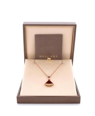  Large Divas' Dream Pendant Necklace 18K Rose Gold with Carnelian and Diamonds, 16.25 - 17.25"