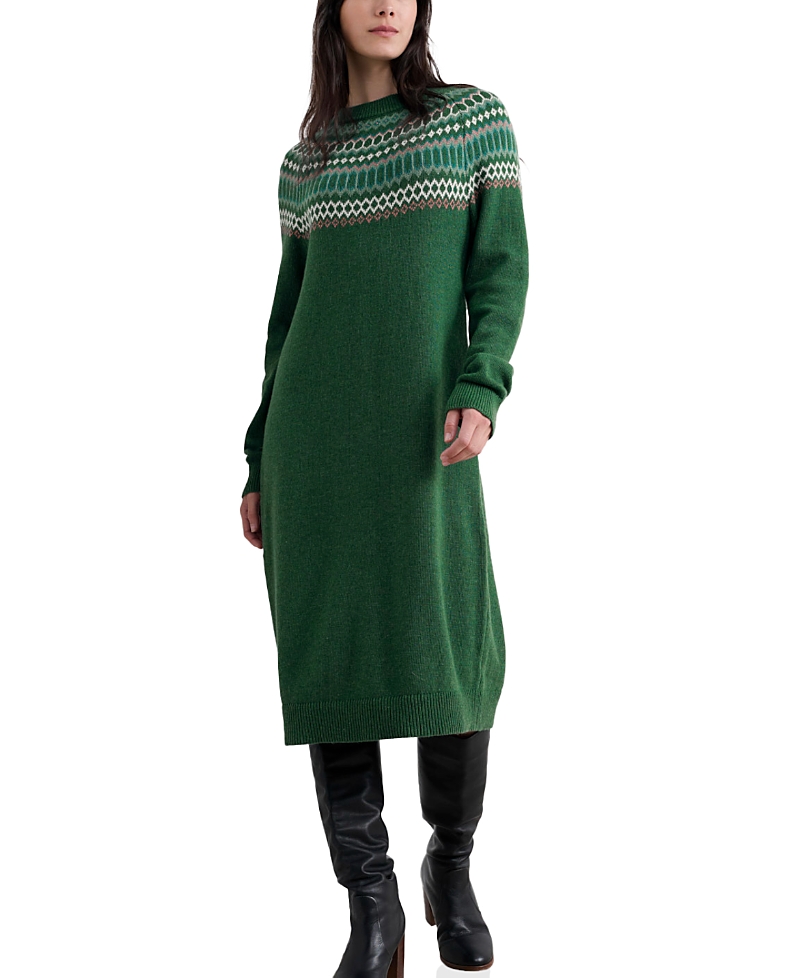 Seasalt Cornwall Bird Ring Long Sleeve Sweater Dress In Green