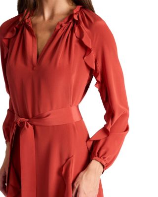 Jayda Silk Long Sleeve Ruffle Dress