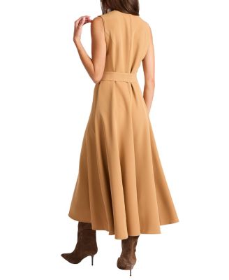 Sunny Sleeveless Midi Dress with Front Zipper in Stretch Crepe