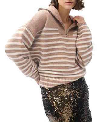 Raven Stripe Half Zip Sweater