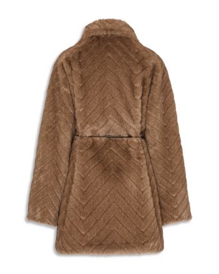 Dayna Chevron Faux Fur Coat