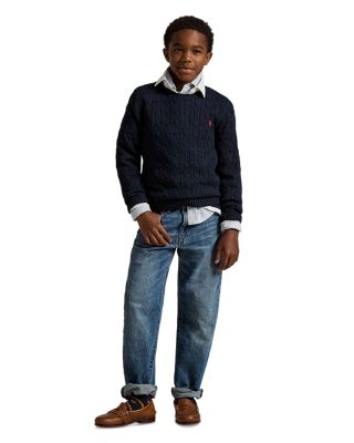 Boys' Cable-Knit Cotton Sweater - Big Kid