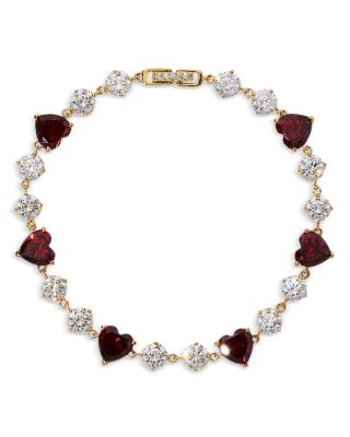 Le Bisou Red Cubic Zirconia Heart Line Bracelet 