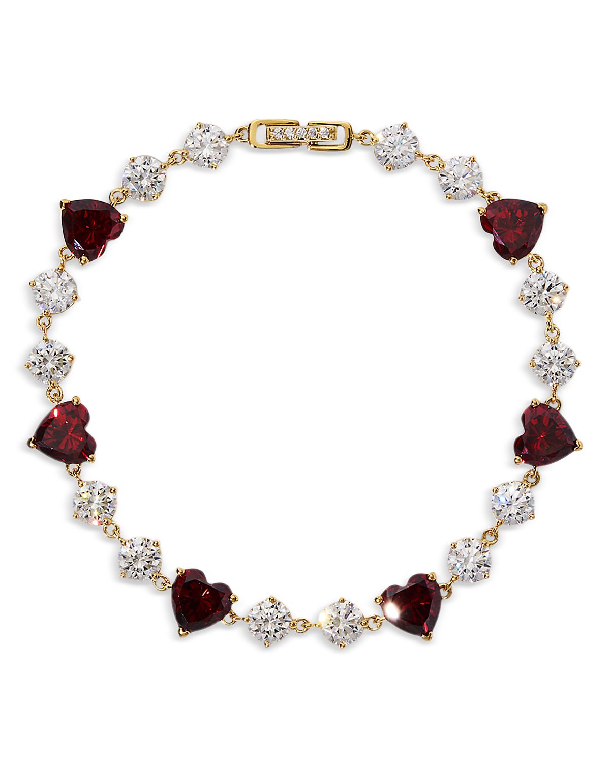 Nadri Le Bisou Red Cubic Zirconia Heart Line Bracelet