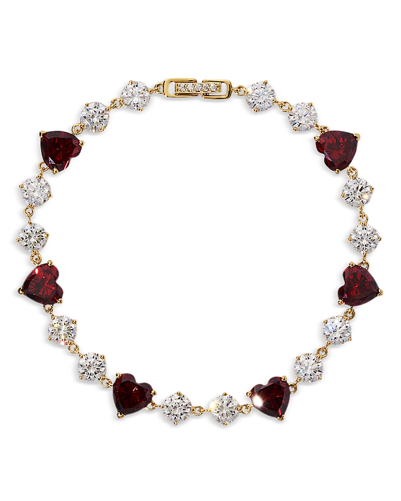 Nadri Le Bisou Red Cubic Zirconia Heart Line Bracelet In Multi
