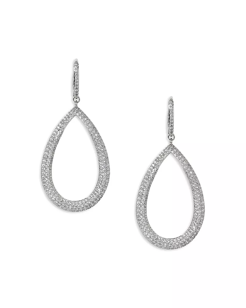 Nadri Crushed Pave Tear Shape Drop Earrings