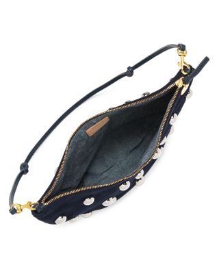 Lune Small Studded Suede Shoulder Bag