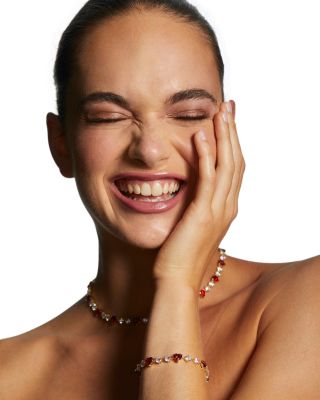 Le Bisou Red Cubic Zirconia Heart Line Bracelet 