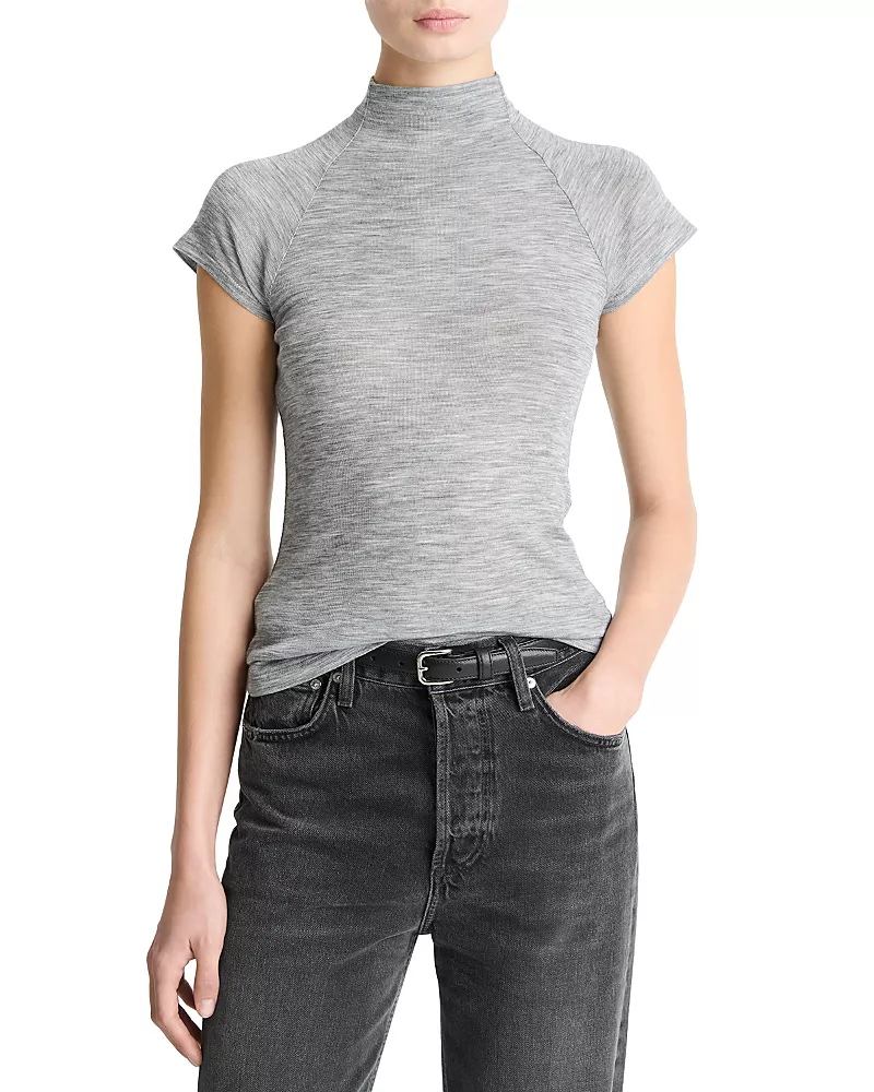 Vince Cap Sleeve Raglan Mock Neck Top