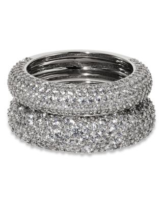 Crushed Pav&eacute; Band Rings, Set of 2