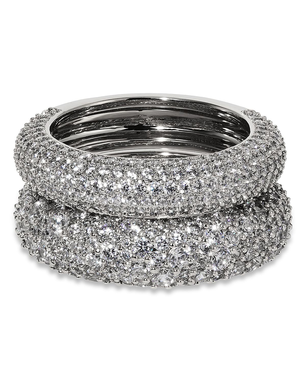 Nadri Crushed Pave Band Rings, Set of 2