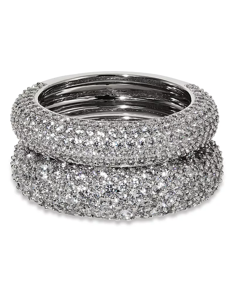 Nadri Crushed Pave Band Rings, Set of 2