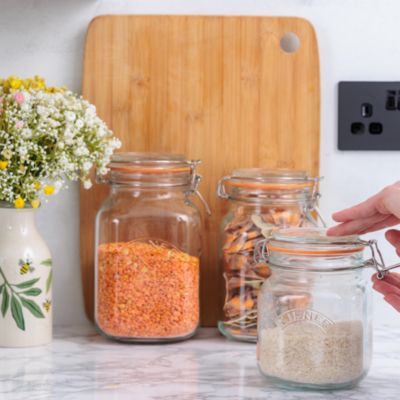 Square Clip Top Jars, Set of 3