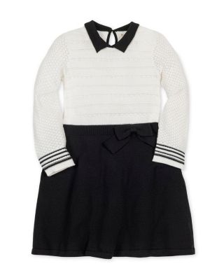 Girls' Organic Peter Pan Collar Sweater Dress with Bow - Little Kid, Big Kid