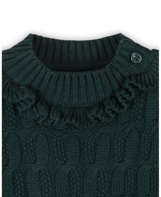 Girls' Organic Ruffle Edge Cable Knit Sweater Dress - Little Kid, Big Kid