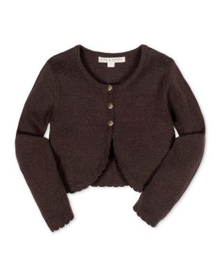 Girls' Organic Cropped Scallop Edge Sweater Cardigan - Little Kid, Big Kid