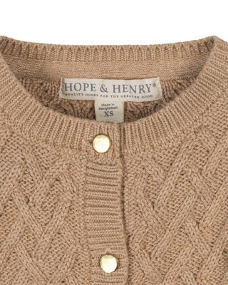 Girls' Organic Long Sleeve Herringbone Cardigan Sweater - Little Kid, Big Kid
