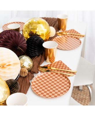  Checkered Paper Dinner Plates, Set of 8