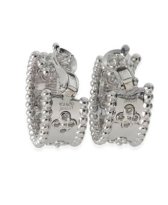  Perlee Clovers Hoop 18k White Gold Earrings