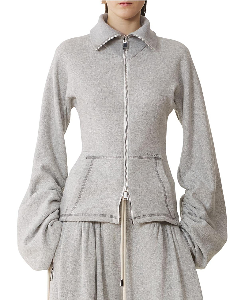 Lanvin Cotton Gathered-cuff Jacket In Gray