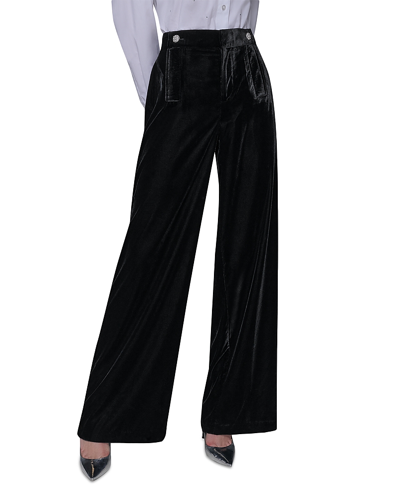 Karl Lagerfeld Women's October Fashion Wide-leg Velvet Pants In Black