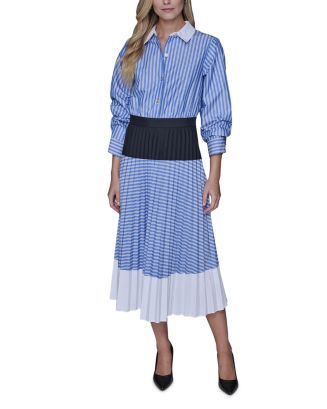 karl lagerfeld paris women's colorblocked pleated midi dress Karl Lagerfeld Colorblocked Maxi Dress