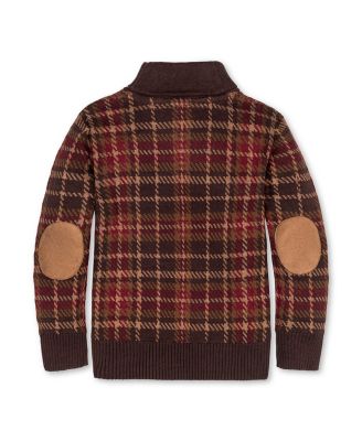 Boys' Organic Long Sleeve Intarsia Shawl Collar Sweater with Elbow Patches - Little Kid, Big Kid