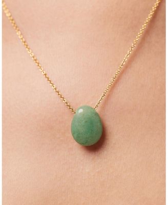 Pebble Mini Aventurine Gold Pendant Necklace