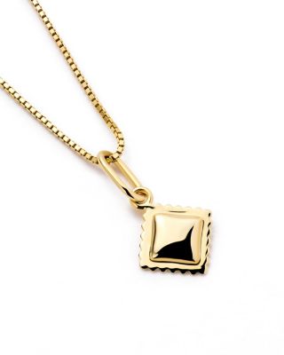  Ravioli Charm Solid Yellow Gold Necklace